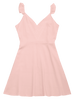 Ruffled Strap V Shaped Back Flare Dress