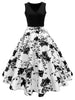 Print A Line High Waisted Dress
