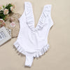 Sexy Plunge Neck Backless Ruffled Women Swimsuit