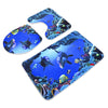 3pcs Blue Ocean Style Pedestal Rug + Toilet Cover + Bath Mat