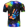 Crew Neck Colorful Splatter Paint Handprint Print T-Shirt