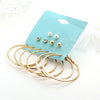 Rhinestone Faux Pearl Circle Earring Set