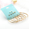 Rhinestone Faux Pearl Circle Earring Set