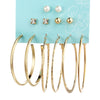 Rhinestone Faux Pearl Circle Earring Set