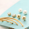 Rhinestone Faux Pearl Circle Earring Set
