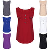 Stylish Scoop Neck Sleeveless Button Pocket Women T-shirt