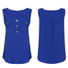 Stylish Scoop Neck Sleeveless Button Pocket Women T-shirt