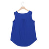 Stylish Scoop Neck Sleeveless Button Pocket Women T-shirt