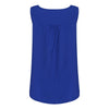 Stylish Scoop Neck Sleeveless Button Pocket Women T-shirt