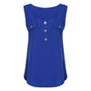 Stylish Scoop Neck Sleeveless Button Pocket Women T-shirt
