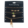 Faux Gem Fringed Chain Bracelet Set