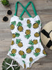 Pineapple Print Cross Back Swimsuit