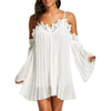 Lace Panel Long Sleeve Mini Chiffon Cami Dress