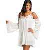 Lace Panel Long Sleeve Mini Chiffon Cami Dress