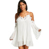 Lace Panel Long Sleeve Mini Chiffon Cami Dress