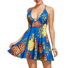 Pineapple Print Backless Skater Dress