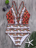 Tribal Print Floral Backless Swimsuit