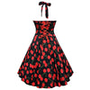 Halter Cherry Print Lace Up Dress