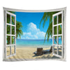 Wall Hanging Art Decor Window Beach View Print Tapestry