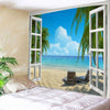 Wall Hanging Art Decor Window Beach View Print Tapestry