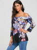 Off The Shoulder Floral Crisscross Long Sleeve Top