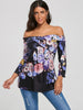 Off The Shoulder Floral Crisscross Long Sleeve Top