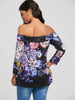 Off The Shoulder Floral Crisscross Long Sleeve Top
