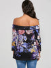 Off The Shoulder Floral Crisscross Long Sleeve Top