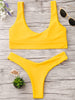 U Neck Padded Bralette Thong Bikini Set