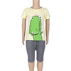 2pcs Kids Boys Casual Cartoon Printed T-shirt Plaid Crop Pants