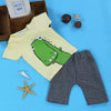 2pcs Kids Boys Casual Cartoon Printed T-shirt Plaid Crop Pants