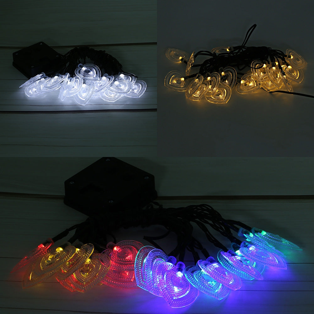 SS - 20 Solar Powered Romantic Heart-shaped String Light Lamp - Thumbnail 5