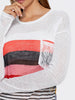 Long Sleeve Striped Irregular Sheer T-shirt