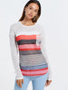 Long Sleeve Striped Irregular Sheer T-shirt
