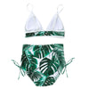High Waist Tropical Leaf Print Bikini Set