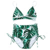 High Waist Tropical Leaf Print Bikini Set