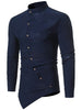 Mandarin Collar Asymmetrical Button Up Paisley Shirt