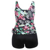 Tropical Leaf Floral Print Plus Size Tankini Set