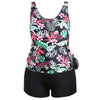Tropical Leaf Floral Print Plus Size Tankini Set
