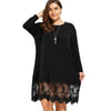 Plus Size Lace Crochet Trim Swing T-shirt Dress
