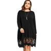 Plus Size Lace Crochet Trim Swing T-shirt Dress