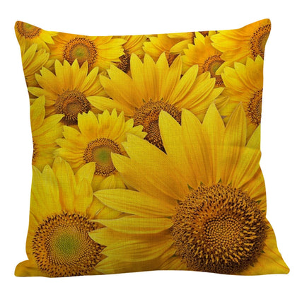 Multi Sunflowers Pattern Decorative Pillow Case