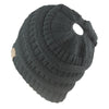 Ponytail Beanie Hat High Bun Knitted Cap Skull Stretchy Winter Warm Fashion