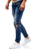 Beam Feet PU Panel Distressed Denim Joggers
