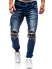 Beam Feet PU Panel Distressed Denim Joggers