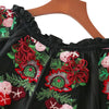 Trendy Round Collar 3/4 Sleeve Embroidery Women Blouse