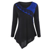 Two Tone Lace Trim Asymmetric Top