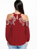 Embroidery Applique Cold Shoulder Top