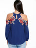 Embroidery Applique Cold Shoulder Top