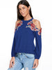 Embroidery Applique Cold Shoulder Top